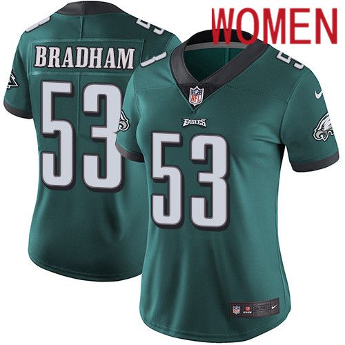 Women Philadelphia Eagles #53 Nigel Bradham Nike Midnight Green Vapor Limited NFL Jersey->women nfl jersey->Women Jersey